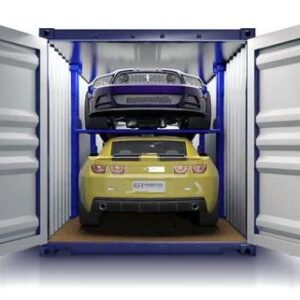 Shipping container car rack