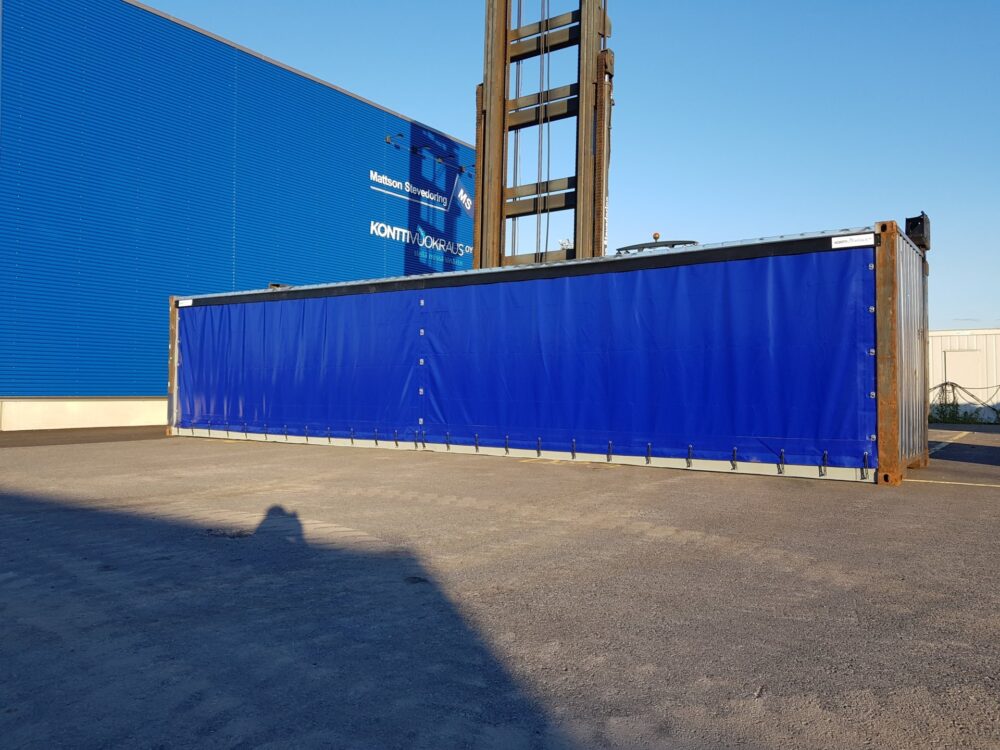 40-fots förvaringscontainer med presenningsvägg