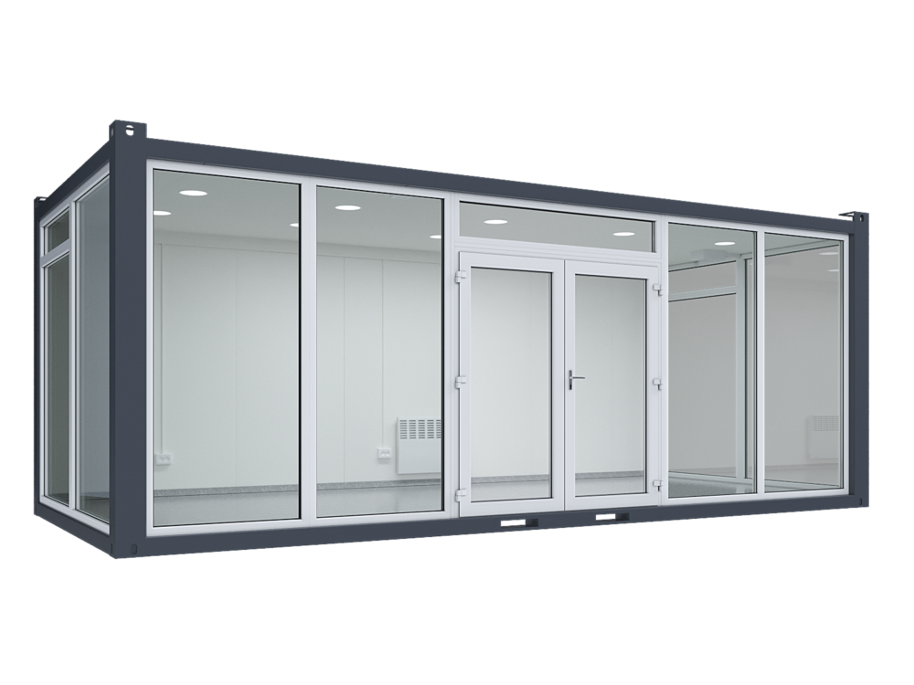 7 x 3,2 m Glascontainer, 3 Glaswände