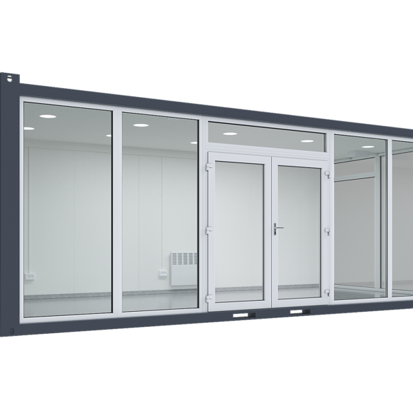 7 x 3,2 m Glascontainer, 3 Glaswände