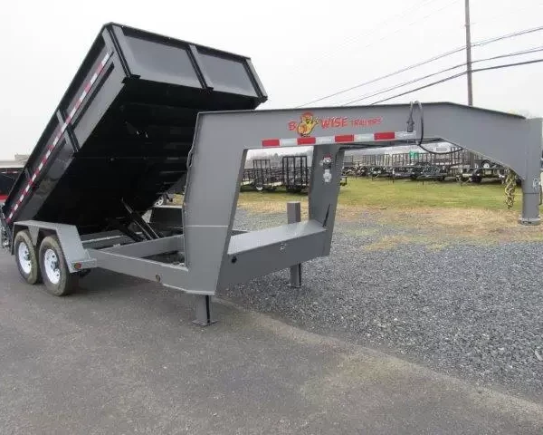 BWise 7 x 14 Gooseneck Dump Trailer – Combo Gate & Ramps
