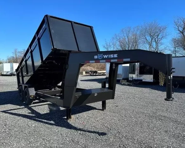 BWise 7 x 16 Gooseneck Dump Trailer – 4′ High Side