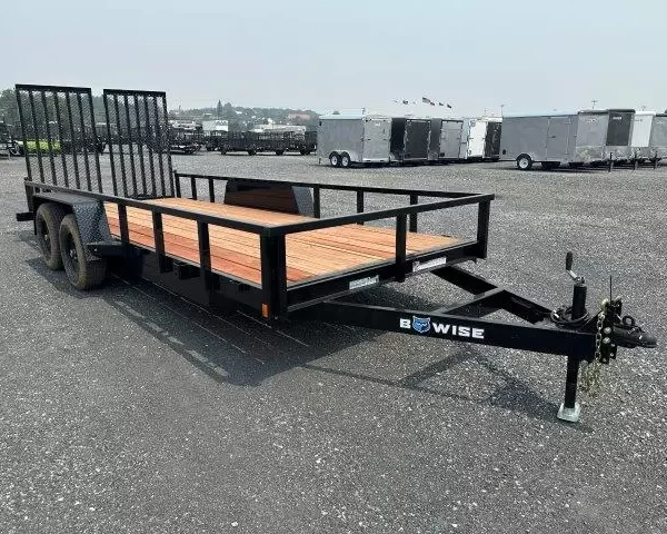 BWise 7 x 18 Equipment Trailer – Split Landscape Ramp