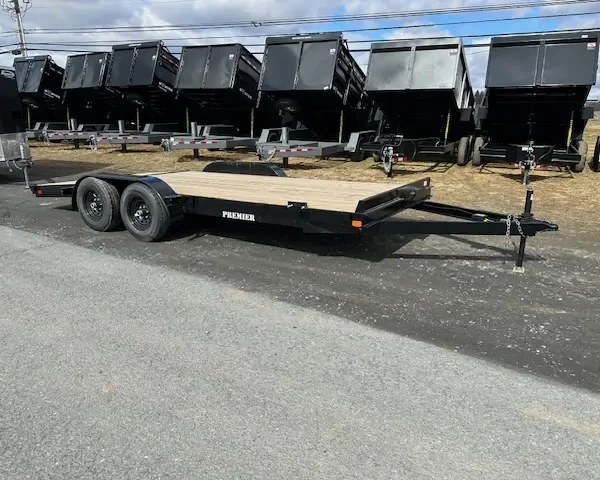 Premier 7 x 18 Wood Deck 10k Open Car Trailer Slide Out Ramps