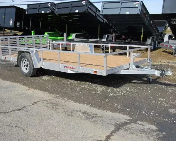 Sport Haven 7×14 Aluminum Utility Trailer – Bi-Fold Ramp Gate